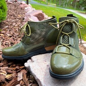 Sorel Major Mesh Lace Casual Ankle Boot Olive Green Size 9